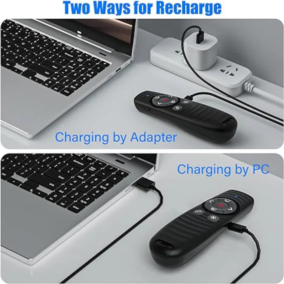 Dual receiving laser pointer remote control in black or white with ABS ROHS housing for presentations