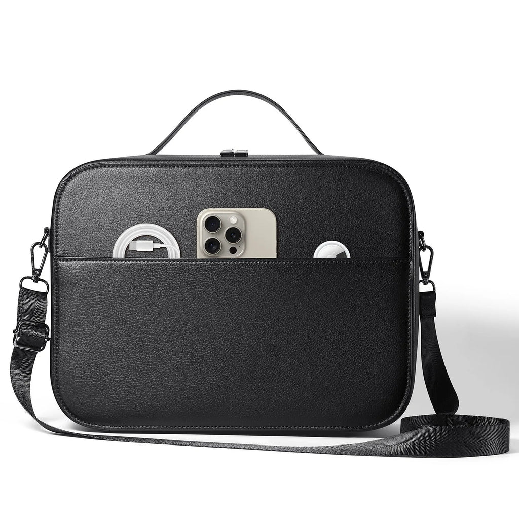Black superfiber MR glasses storage box for Apple Vision Pro headset.