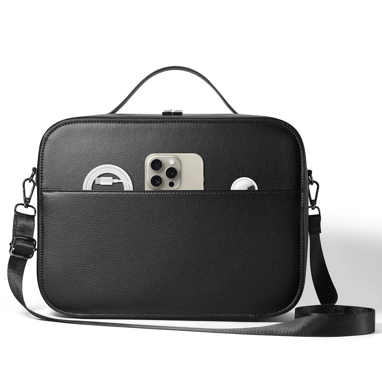 Black superfiber MR glasses storage box for Apple Vision Pro headset.