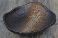 Irregular shaped coarse pottery sashimi bowl with floral decorations, measuring 24cm length, from Chaozhou porcelain