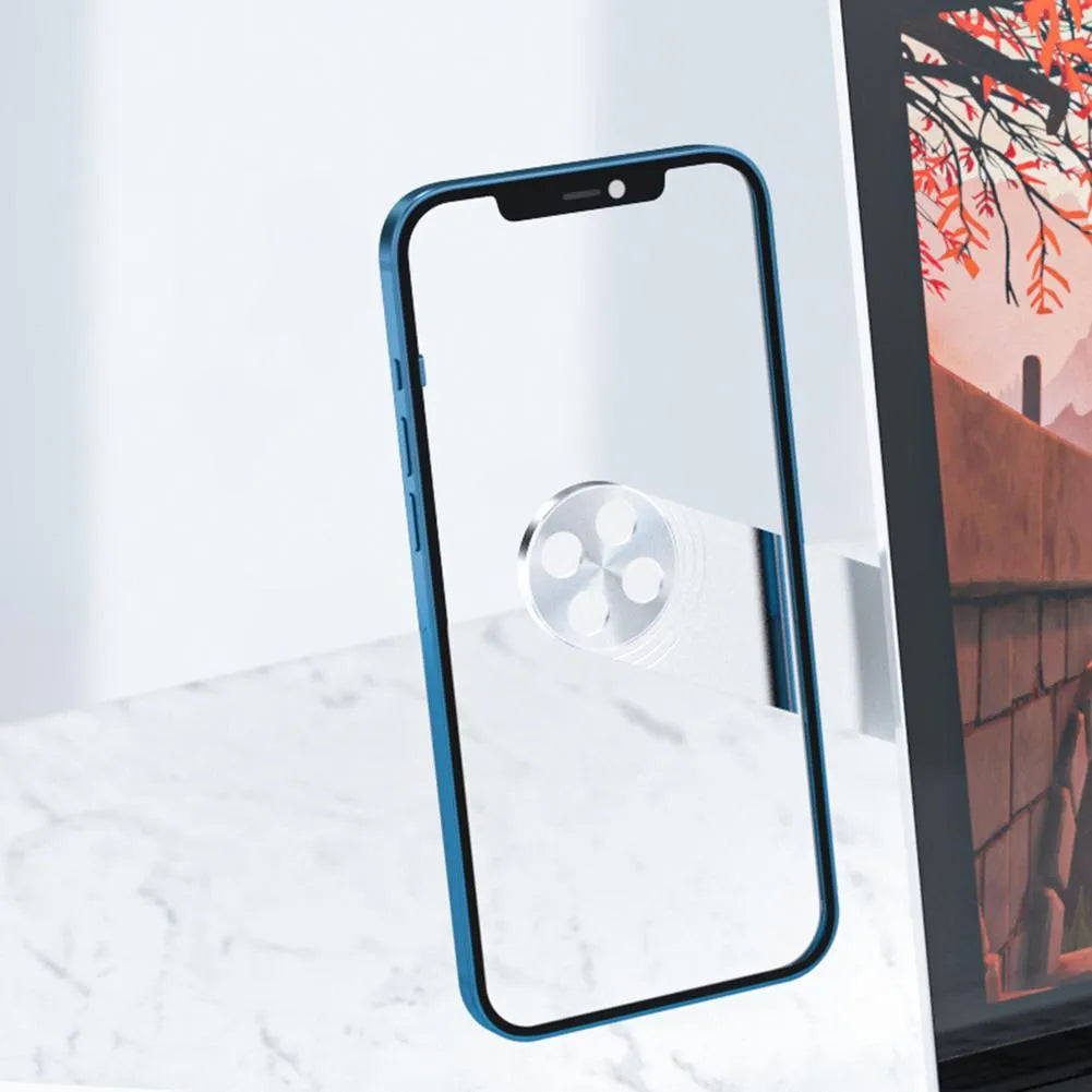 Black aluminium laptop phone holder with magnetic bracket mounted on a monitor, showing a smartphone attached for dual-screen use