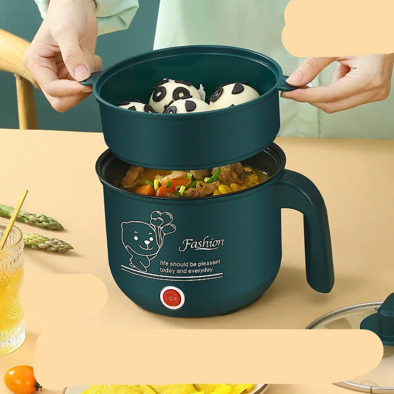 Emerald green multifunctional electric cooker with stainless steel liner, 220V 300W-600W, for hot pot and rice cooking