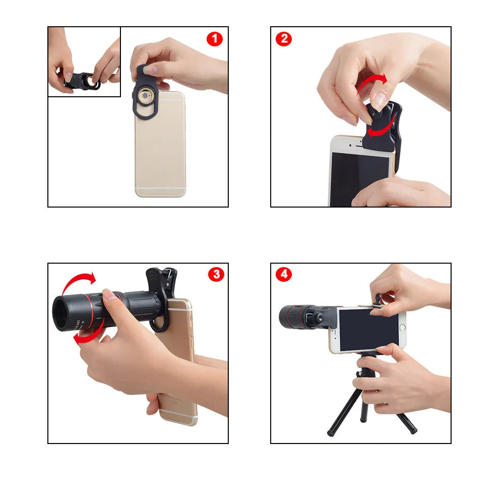 18x mobile phone telephoto lens with aluminium tripod and universal clip for Samsung smartphones