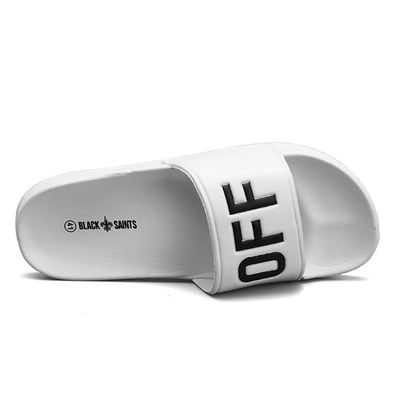 Men's open-toe slippers in black or white with rubber sole, sizes 36 to 46, viscose upper