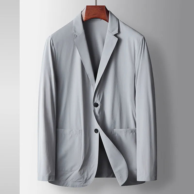 Men's lightweight polyester suit jacket, long sleeve, straight hem, anti-wrinkle, six colours, sizes 170-195