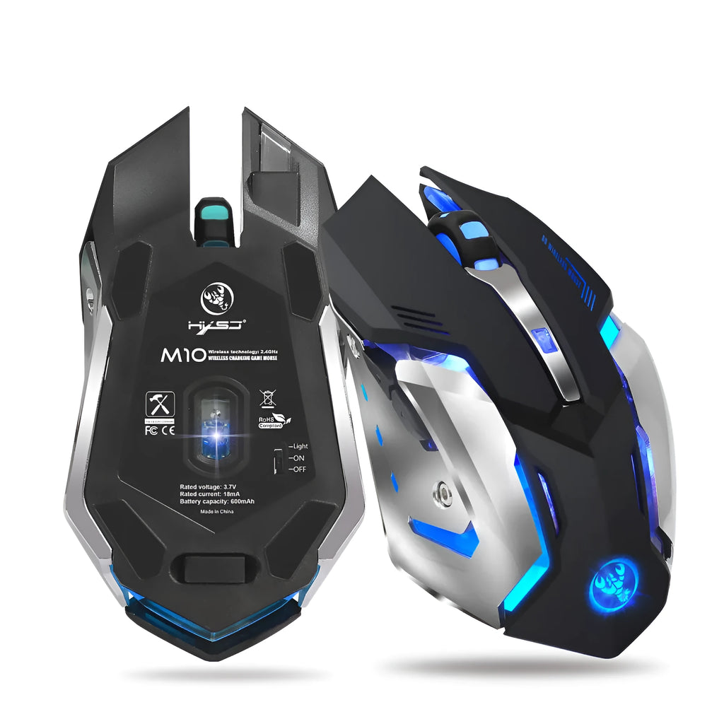 HXSJ black wireless mouse, 2.4G optical gaming mouse with 2400 DPI and ergonomic design