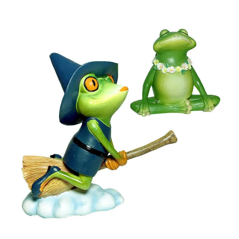 Magic Yoga Frog ornament showing 12cm height and RDW123 colour on shelf