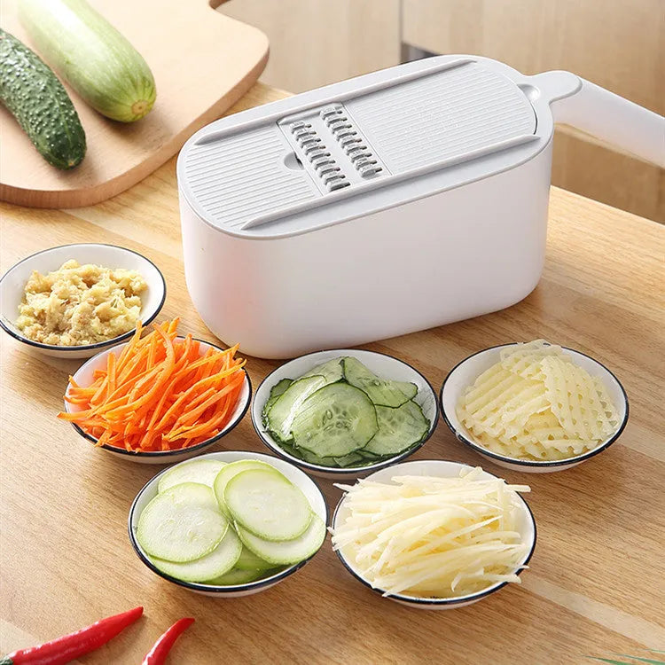 Nordic style multifunctional vegetable cutter with stainless steel blades in blue colour