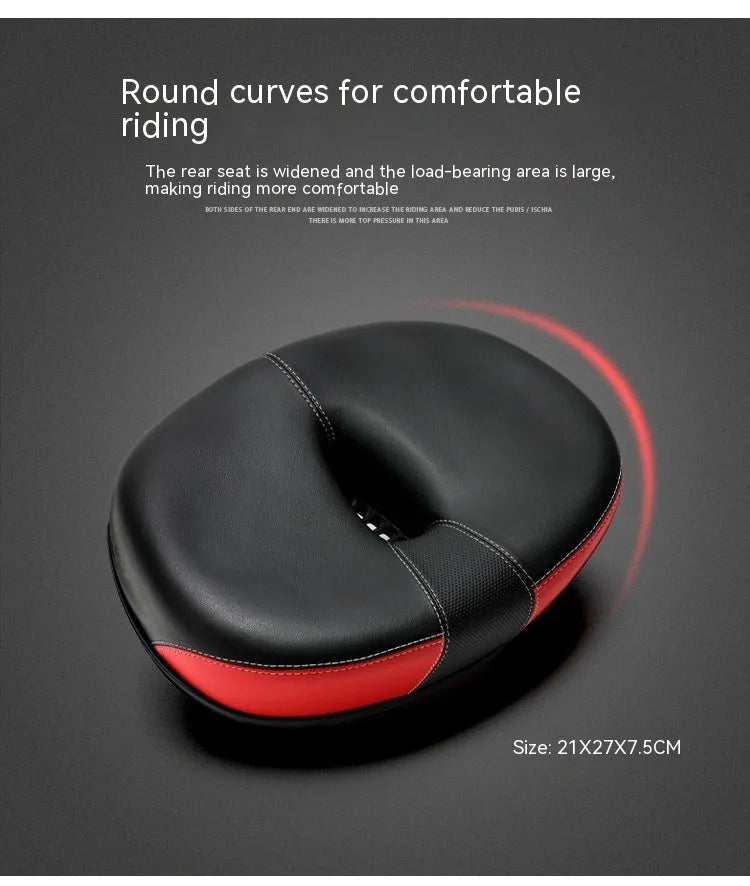 Large grey plus size bicycle saddle with thickened design and reflective stickers