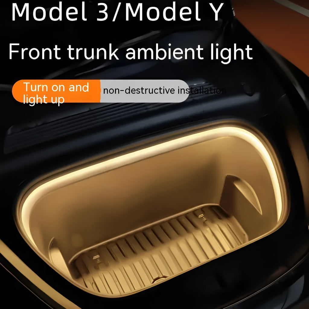 Tesla Model 3 and Y front console ambience light kit in soft silicone with pure white, warm white, and ice blue colour options.