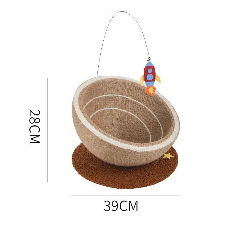 Large integrated cat scratching basin nest with sisal hemp rope surface and flannel fabric lining