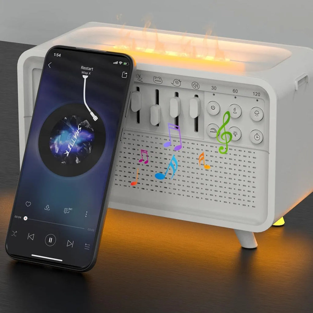 White European style geometric 3-in-1 Bluetooth speaker white noise sleep machine with humidifier and night light