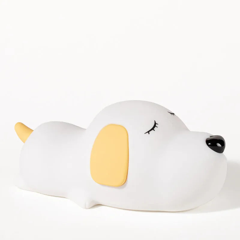 Silicone cartoon dog night lamp with two-colour design and USB cable