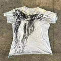 Men's gothic short-sleeve black top featuring a large cartoon graphic print on the front.