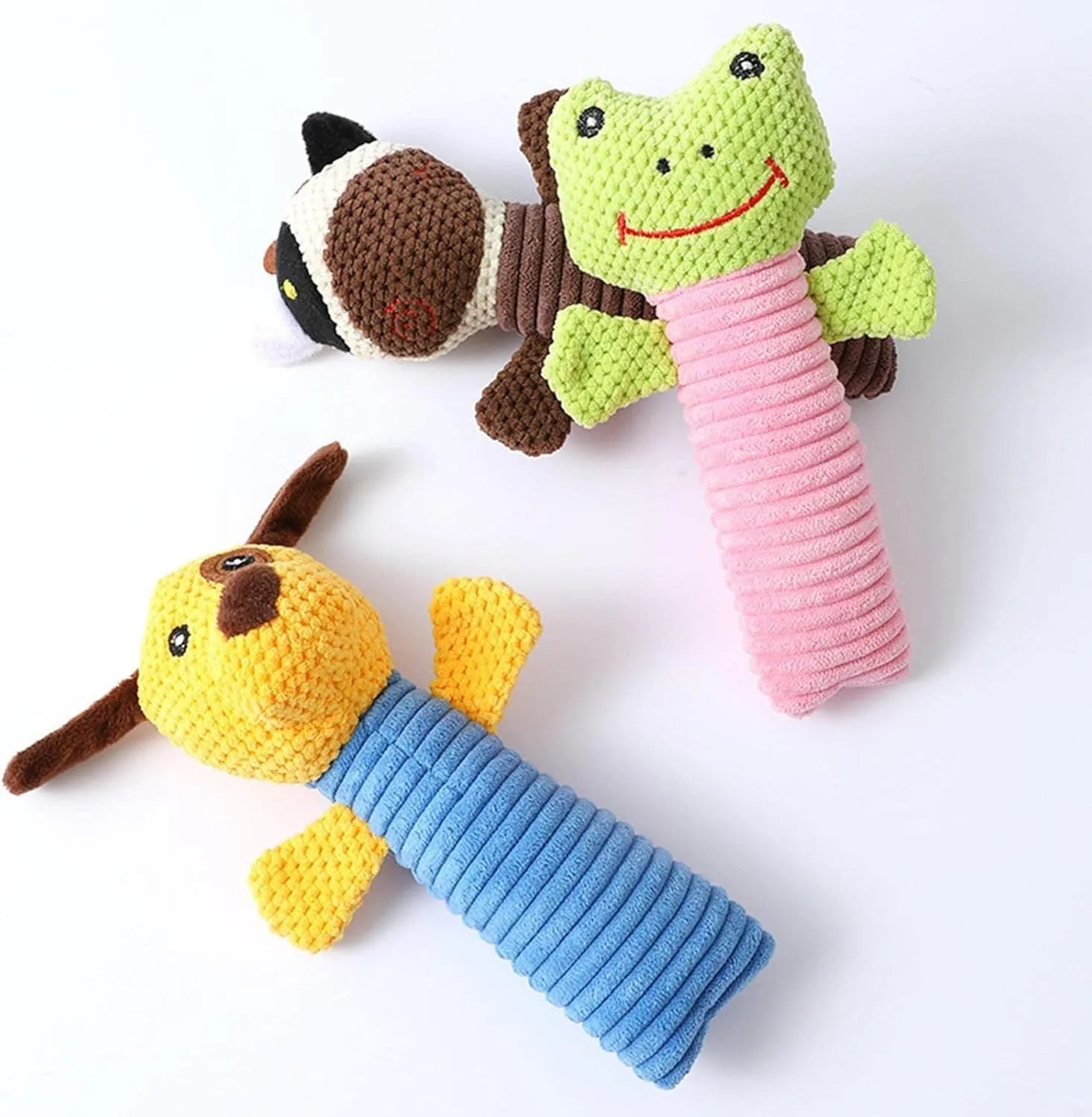 19cm plush dog chew toy in animal shape with dental cleaning textures for plaque reduction