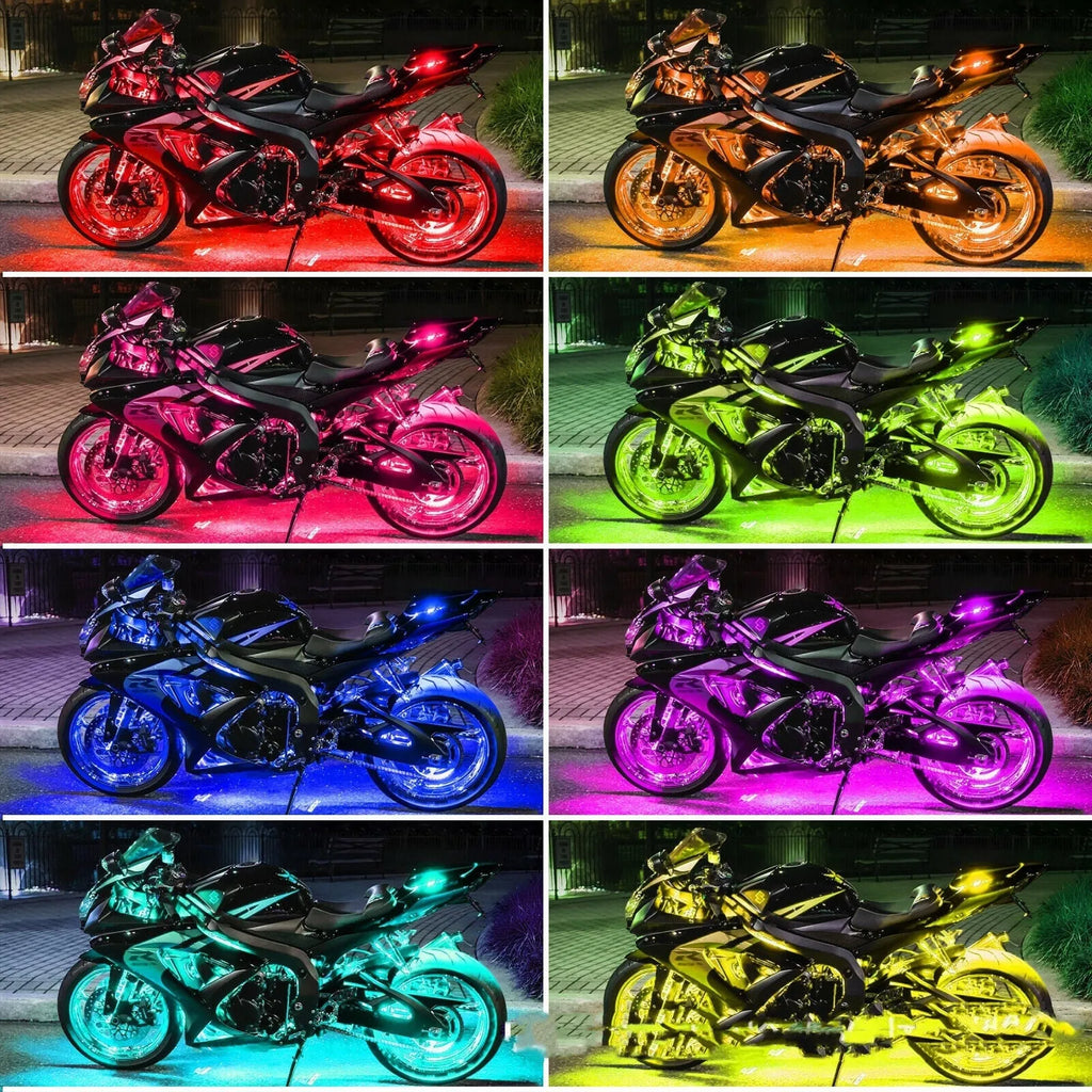 Motorcycle modified RGB light bar LED car atmosphere light with wireless remote and silicone construction