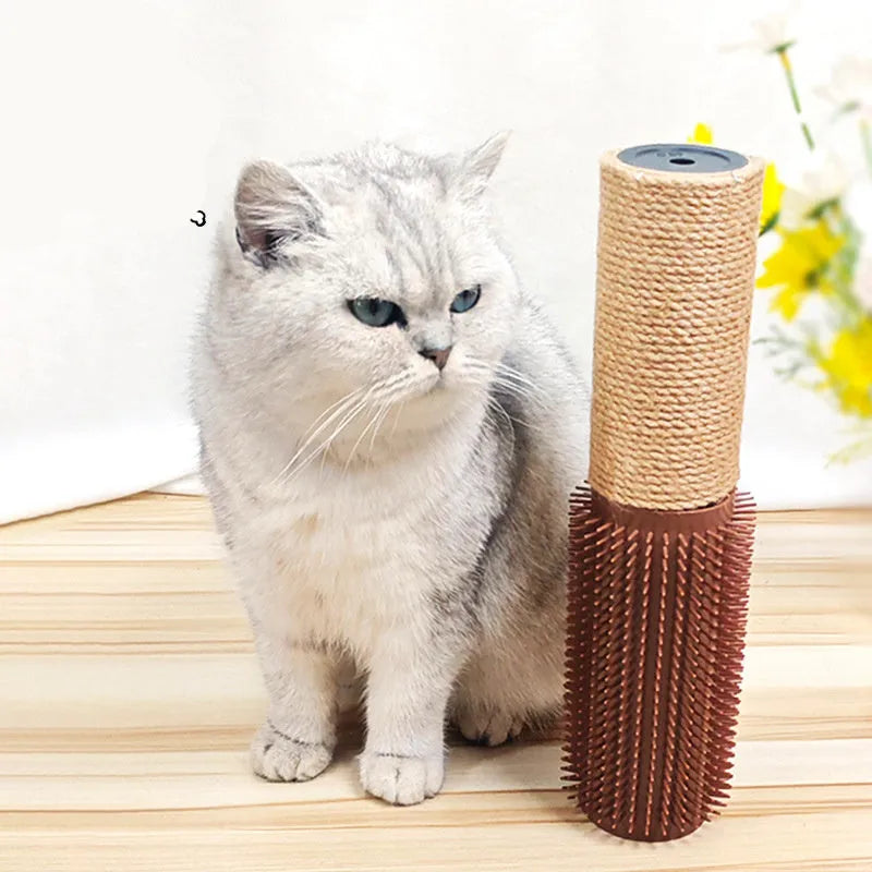 Brown sisal scratching post for cats showing 30cm height and 5.8cm diameter natural fibre column