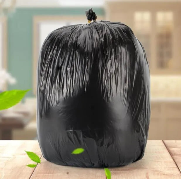 Thickened disposable plastic bags with flat-mouth design measuring 50x60cm in black and coloured options
