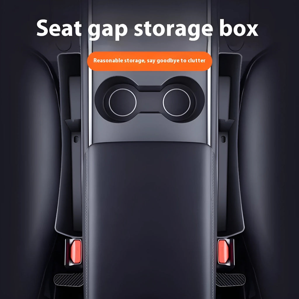 Pair of TPE car seat gap storage boxes, 39.5x5.9x8.5cm, in black, red, beige, or dark brown