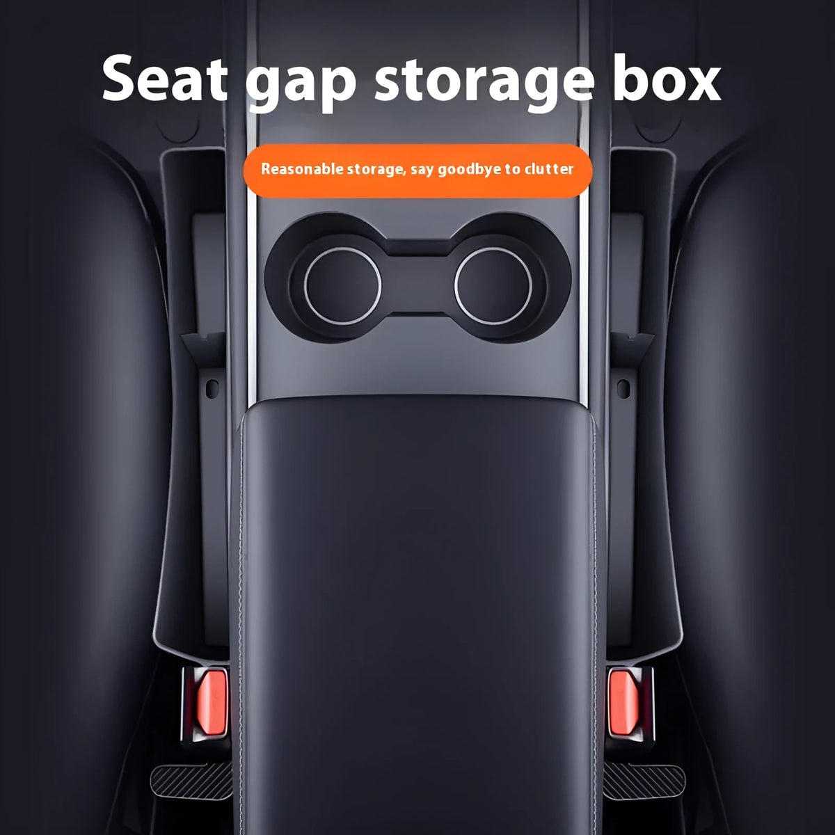 Pair of TPE car seat gap storage boxes, 39.5x5.9x8.5cm, in black, red, beige, or dark brown