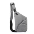 Men's grey Oxford cloth one-shoulder chest bag with urban design and letter print accents