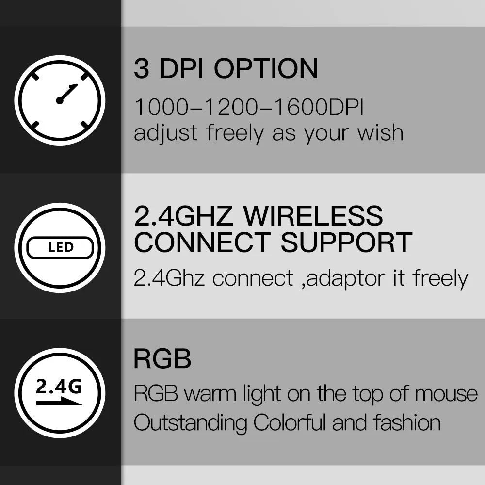 M618C vertical ergonomic wireless RGB mouse in black or white with hand-held design