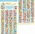 Haemorrhoid tape packaging stickers with cute cartoon characters printed on Japanese paper, showing design variety