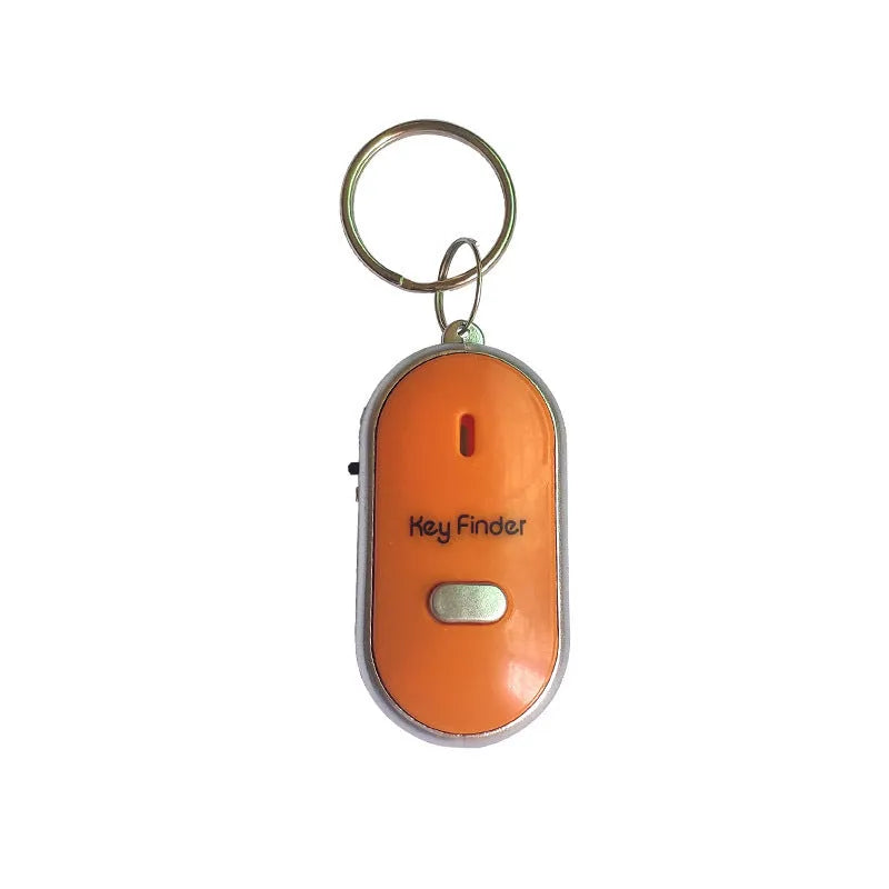 Oval-shaped voice control key finder in red, blue, white, black, or orange with 2 button batteries
