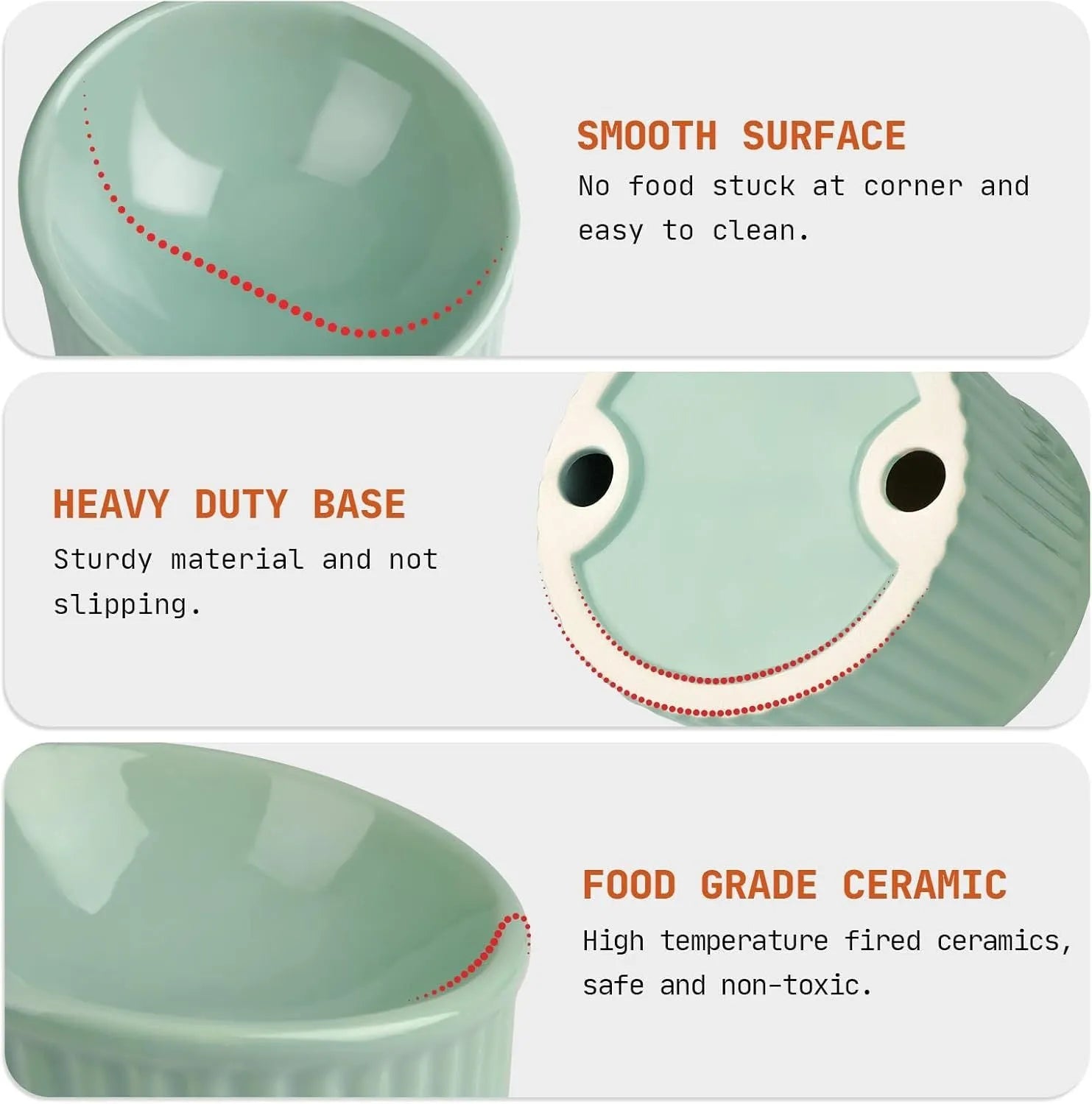 Ceramic elevated cat bowl in dark green, light green, or yellow with 11cm or 14cm height for reduced acid reflux