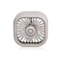 Black car USB fan mounted on vehicle air vent with three speed buttons and USB cable