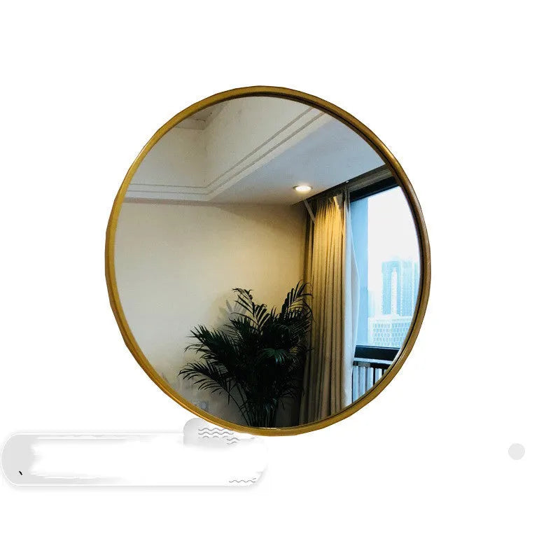 Round bathroom wall mirror with metal frame in black, gold or white colour options