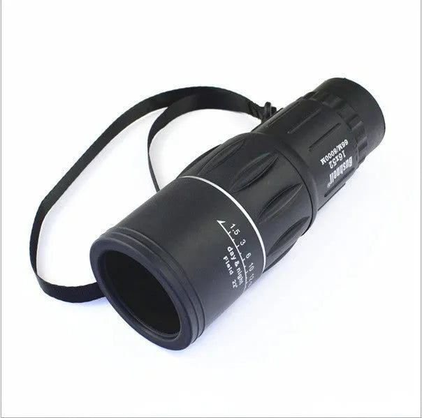Black 16x52 high-power monocular with enhanced green film HD optics and waterproof construction