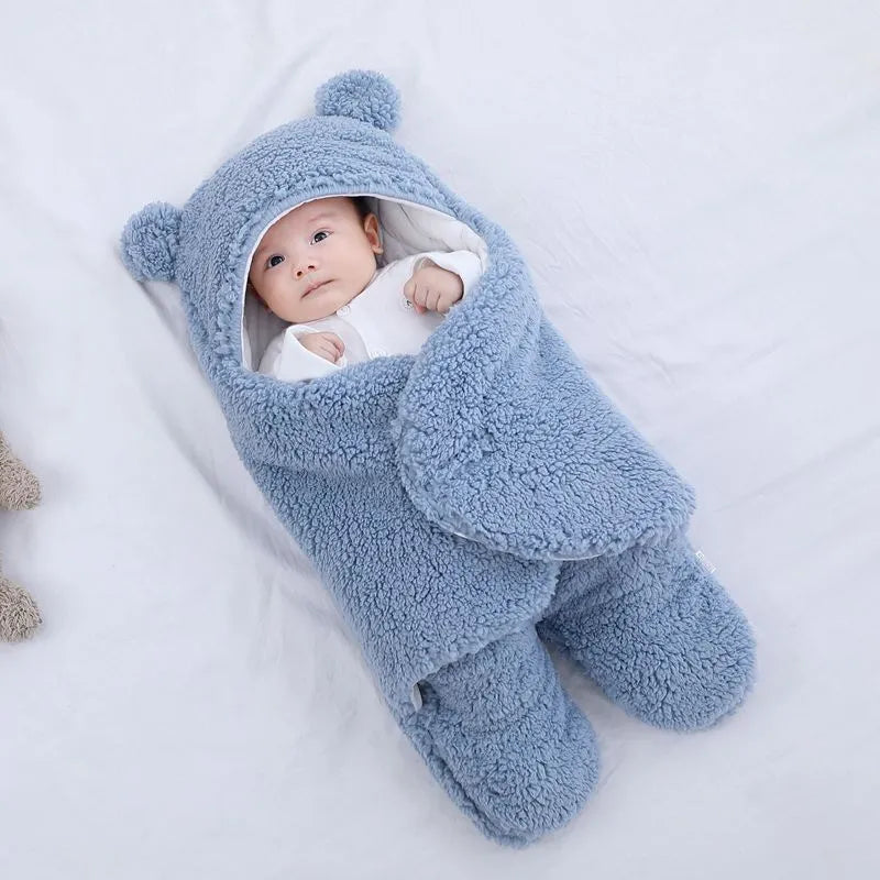 Baby sleeping bag envelope in cotton with flannel and 200G imitation silk cotton layers, 65cm or 75cm