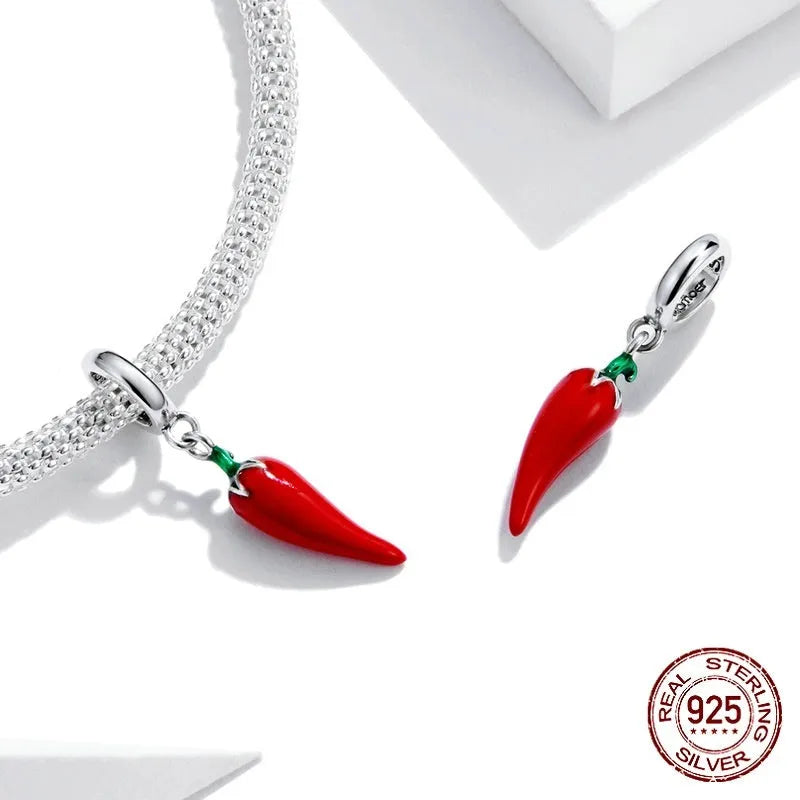 Korean style pepper leaf pendant in sterling silver with electroplated BSC461 finish