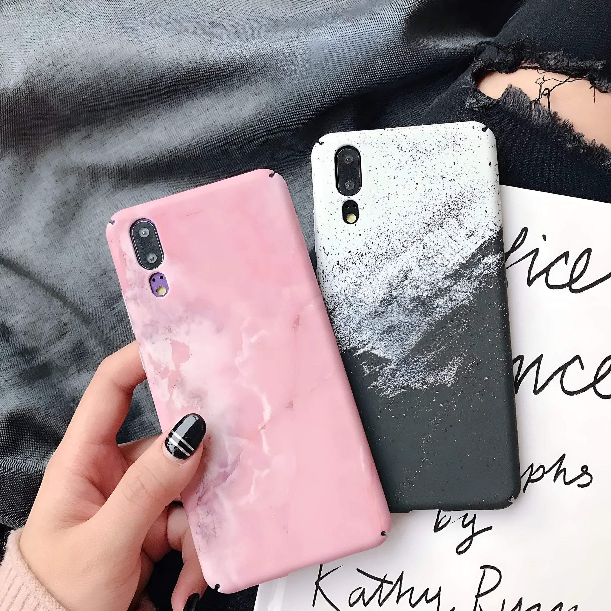 Painted pure colour black phone case for Huawei P20 Pro on a white background
