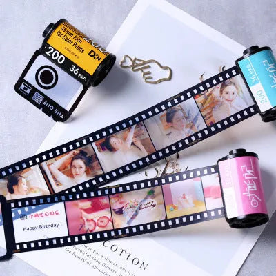 Memory colour film album in wooden box with tote bag and gifts for photo storage