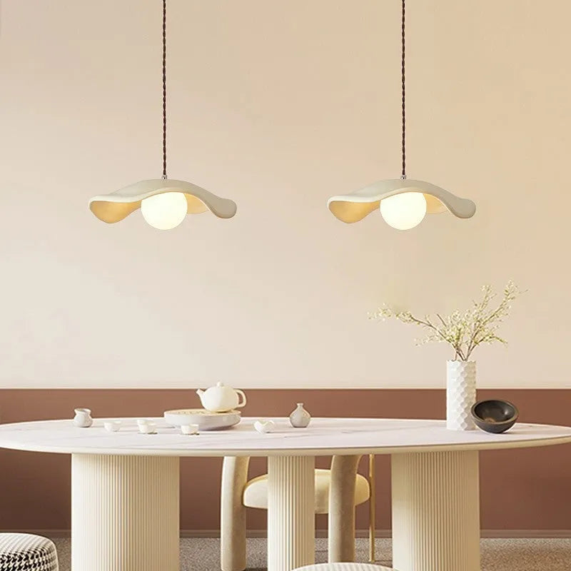 Lotus leaf bedside chandelier in green, orange, or milk brown, 220V ceiling light for bedroom or living room