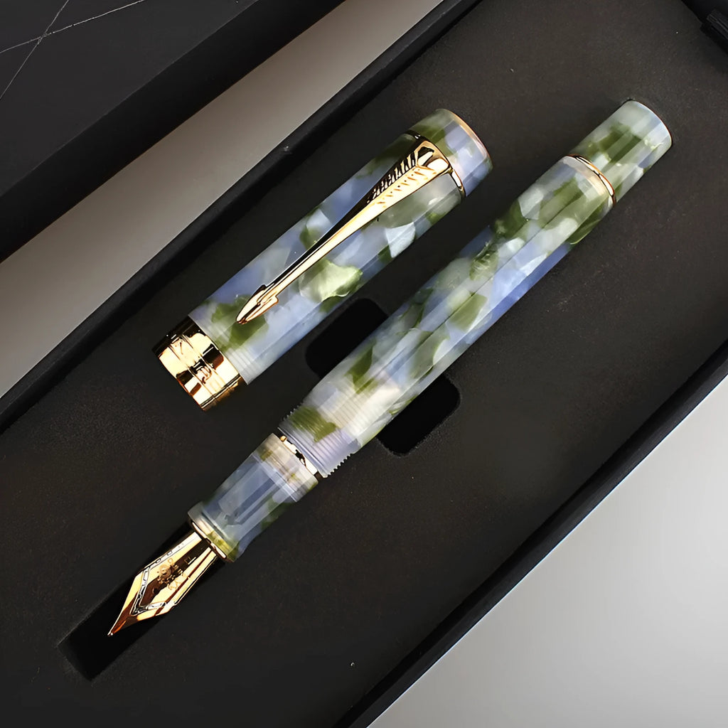 Deep bath green metal pen with three tip size options: 0.5mm, 0.7mm, and 1.0mm