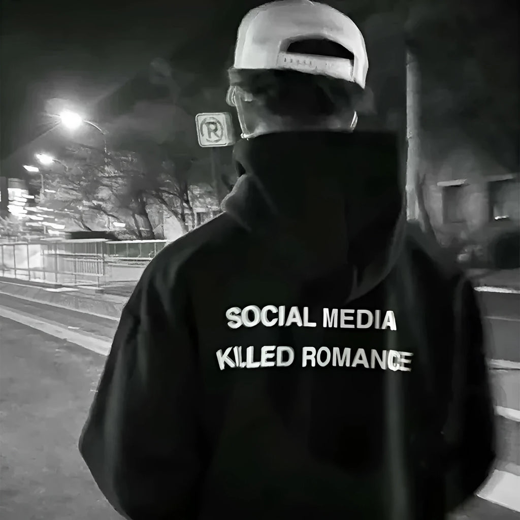 Men's slim-fit hoodie with spring letter pattern print on front, hood up, long sleeves.