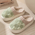 Plaid plush slippers for women with non-slip PVC sole and warm plush lining in multiple colours
