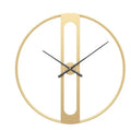 Round metal wall clock with 50cm diameter in black or gold finish, showing silent quartz movement
