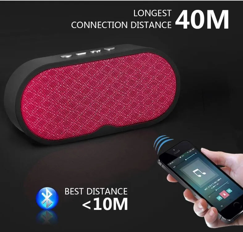 Grey Bluetooth wireless speaker with HD microphone, TF card slot, and USB input on plastic casing