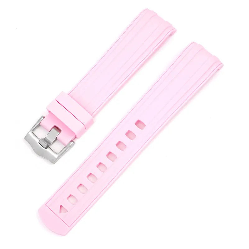 20mm original style watch strap with silver buckle in multiple colour options including black, blue, green, and pink.