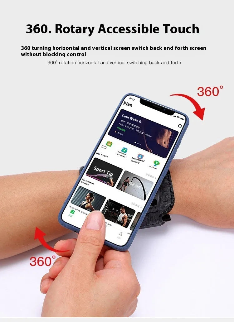 Black mobile phone wrist strap and armband holder for takeaway driving and sports activities