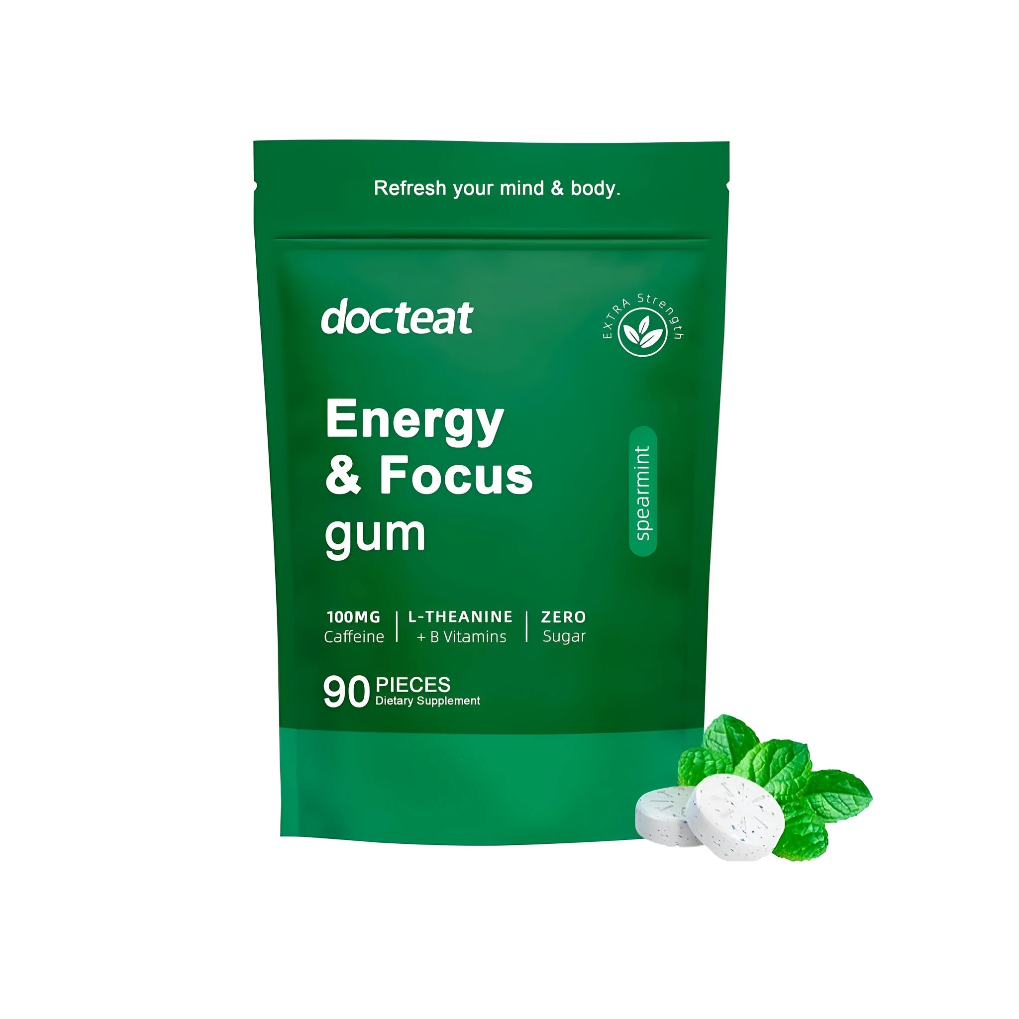 Pack of 90 Mint Tablet Sugar dietary supplement tablets containing green coffee beans and L-theanine.