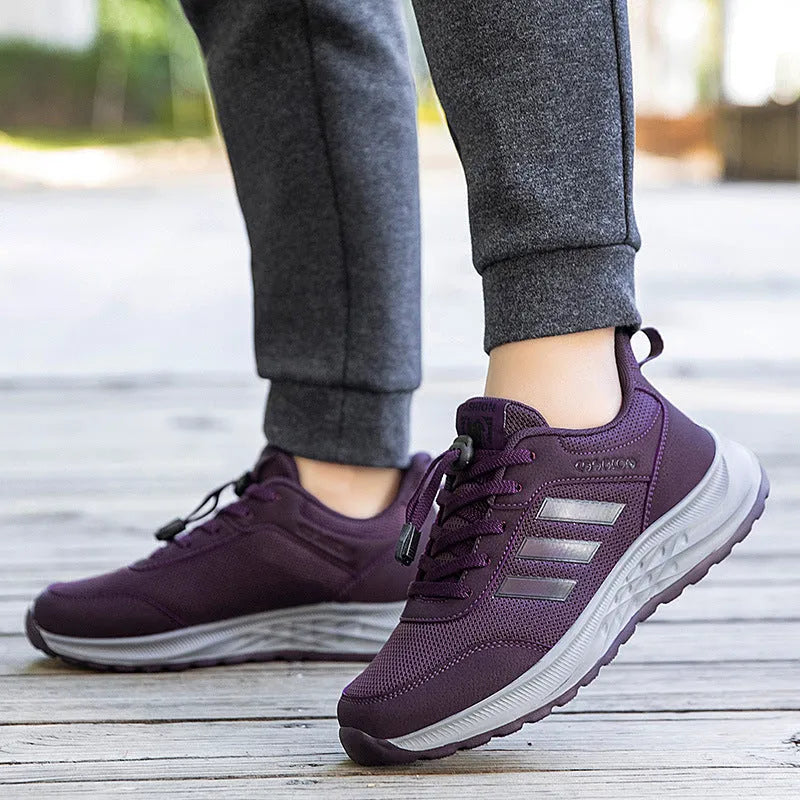 Men's and women's breathable mesh shoes with elastic band and non-slip sole in various colours