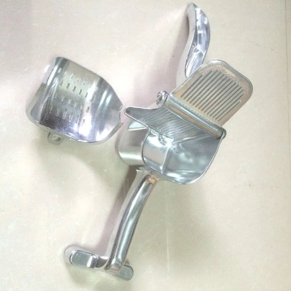 Silver heavy-duty aluminium and steel lemon squeezer with large bowl and lever.