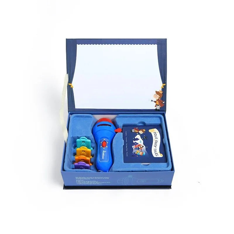 SmartKids storybook projector torch showing fairy tale image projection on wall