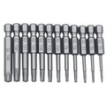 Hexagon handle screwdriver bit set showing 50mm, 75mm and 100mm length options with alloy construction