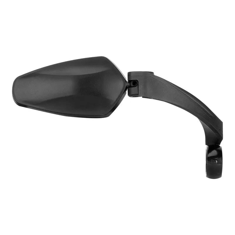 Black rotatable rearview mirror for mountain bike handlebars made of PMMA acrylic.